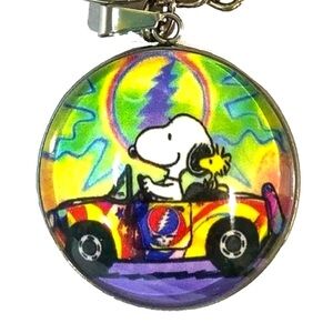 GRATEFUL DEAD SNOOPY WOODSTOCK Custom Glass Cabochon Keychain BuyItWhenFound
